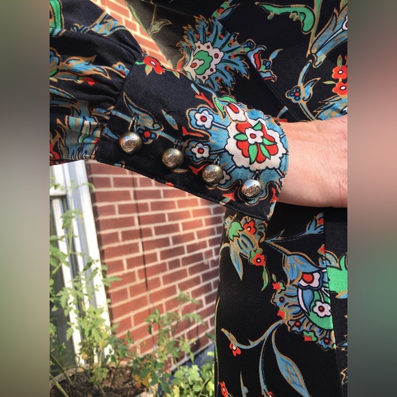 Super 60’s Mod Puff Sleeve Slinky Paisley Print Hendrix meets MINI Super Button - Picture 5 of 16